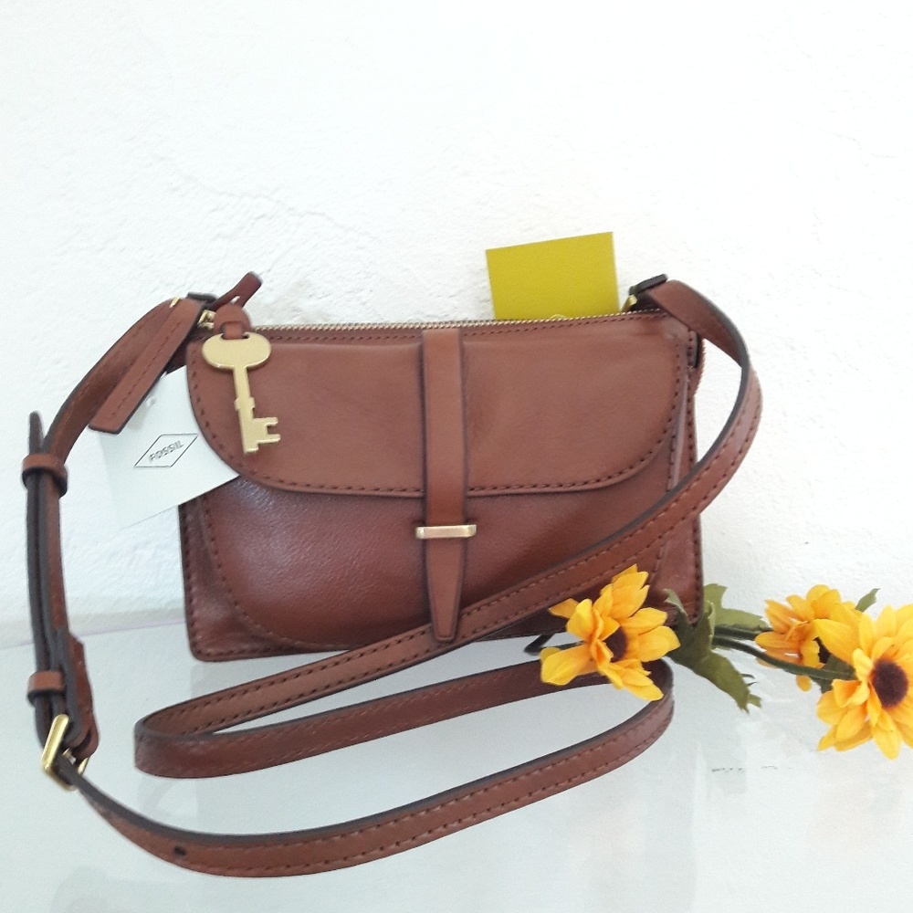 NWT FOSSIL LEATHER RYDER SMALL CROSSBODY BAG PURSE - Picture 1 of 8